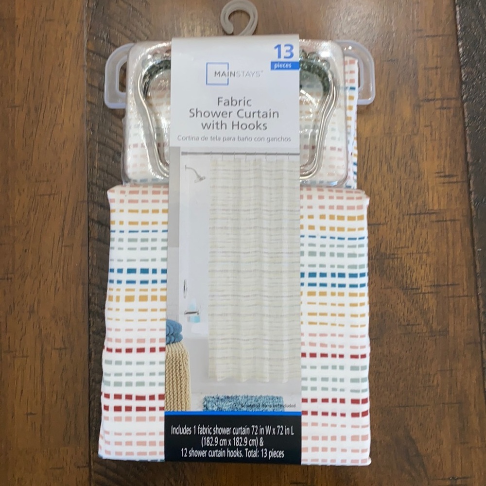 Mainstays Fabric Shower Curtain with Hooks
